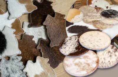 Untersetzer und Platzsets aus Rinderfell